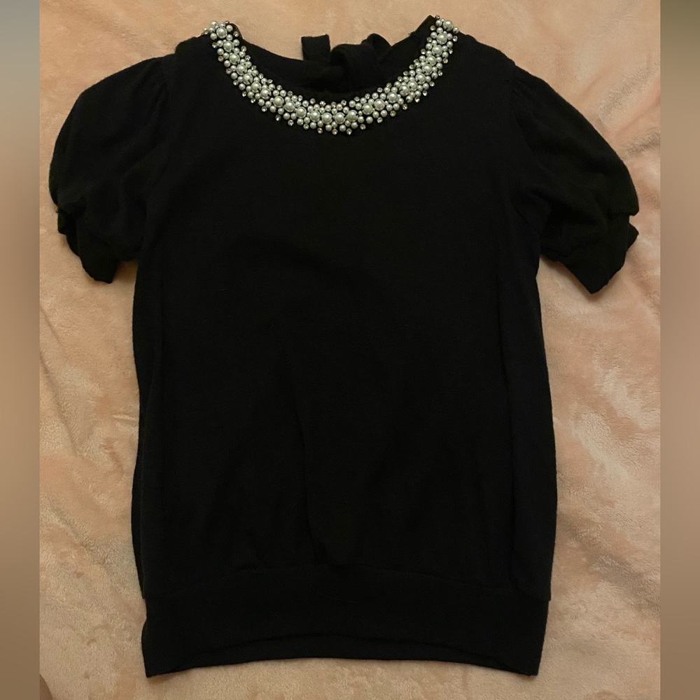 Emi and Joe Black Pearl Gemstone Blouse